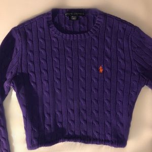 Ralph Lauren Cable-Knit Cashmere Cropped Sweater